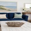 Beachcombers 5.75" x 12.5" Boat Skiff Shaped Decorative Wicker Tabletop Centerpiece Basket All Seasons Summer Beach House Coastal Nautical Ocean Home Table Decor Decoration Brown view 2
