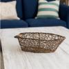 Beachcombers 5.75" x 12.5" Boat Skiff Shaped Decorative Wicker Tabletop Centerpiece Basket All Seasons Summer Beach House Coastal Nautical Ocean Home Table Decor Decoration Brown view 3
