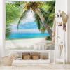 Ambesonne Ocean Tapestry King Size, Shadow Shade of a Coconut Palm Tree on White Sandy Seashore Image, Wall Hanging Bedspread Bed Cover Wall Decor, 104" X 88", Pale Green Pale Blue view 1