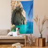 Ambesonne Greece Tapestry Queen Size, Sea Cave on Zakynthos Island Greece Vacation Relaxing Seascape Coastline Picture, Wall Hanging Bedspread Bed Cover Wall Decor, 88" X 88", Tan Pale Blue view 2