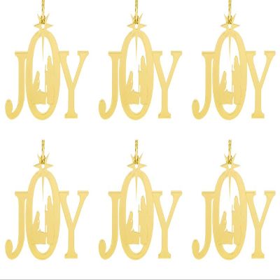 Brass Joy Nativity Mailable Christmas Ornament, 2 Inch, Pack of 6