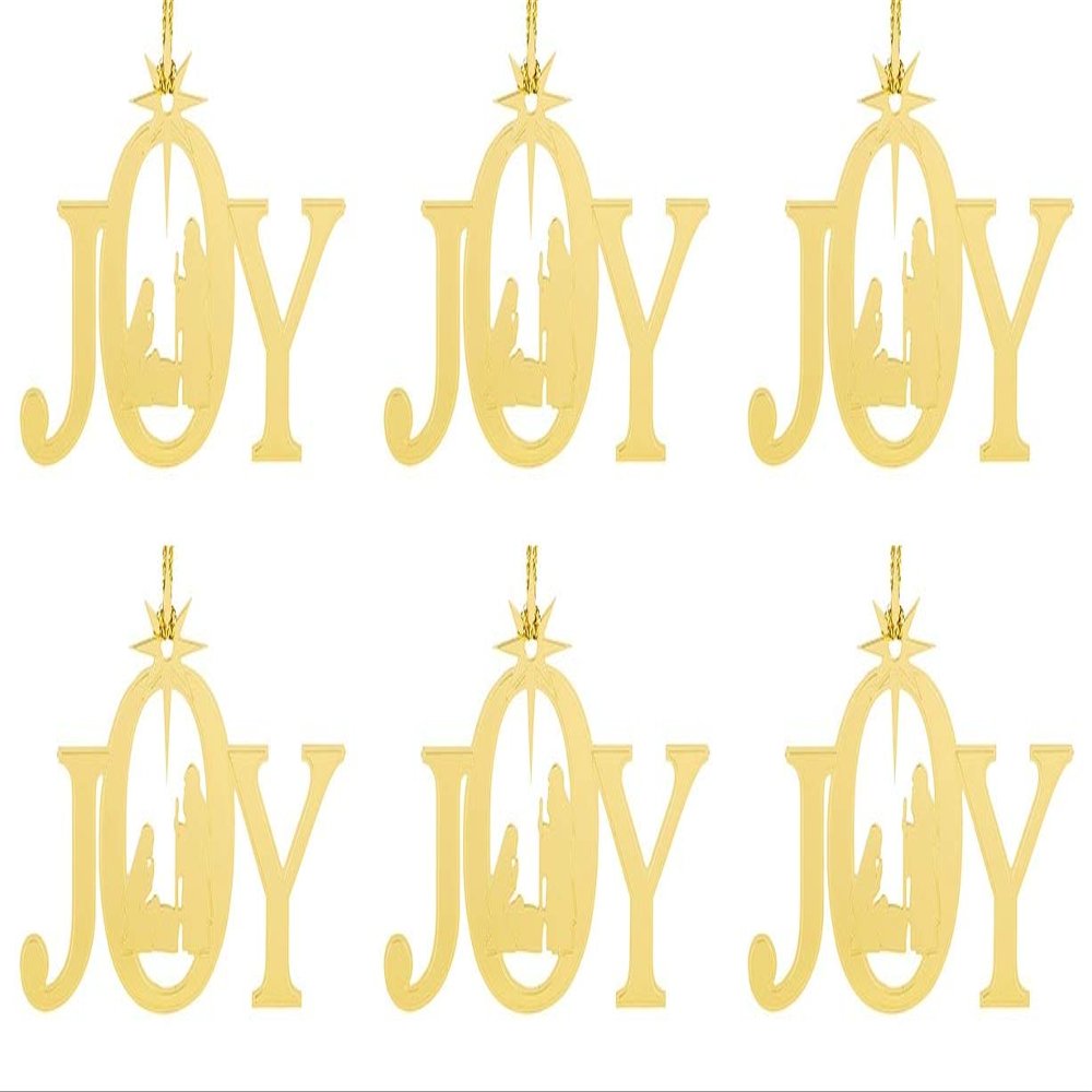 Brass Joy Nativity Mailable Christmas Ornament, 2 Inch, Pack of 6