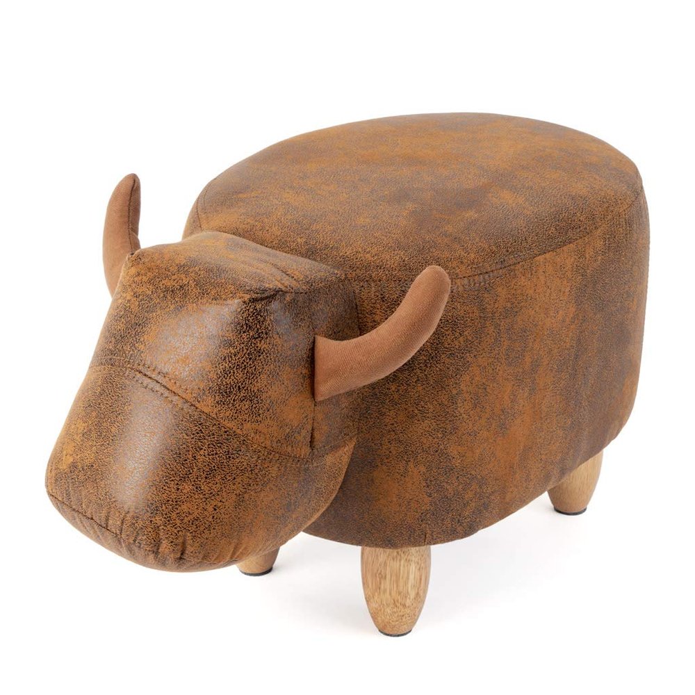Balvi Stool, La Vache, Brown, Faux Leather/Wood