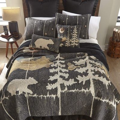 Donna Sharp Cotton Twin Quilt - Moonlit Bear Lodge Quilt with Bear Pattern - Fits Twin Size Beds - Machine Washable