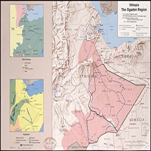 16" x 24" 1980 Map Of Ethiopia Ogaden Region