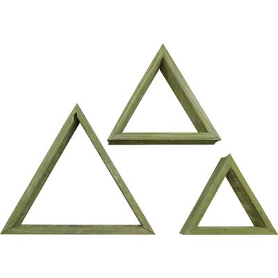 Ekena Millwork DECR15SBTROBGR Set of 3, Triangle, Open Back, Vintage Farmhouse Shadow Box Shelves, Barnwood Decor Collection, Restoration Green