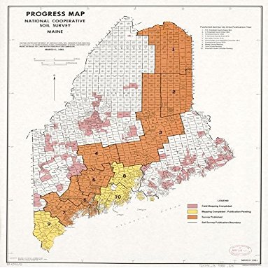 18" x 24" 1981 Map Of Maine National Cooperative Soil Survey