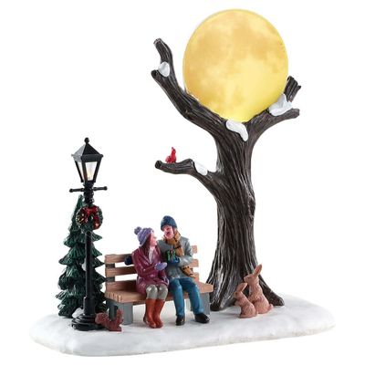 Lemax 84359 - Christmas Moon - Christmas Under The Full Moon - New 2018 - Vail Village Table Pieces - Illuminated LED Polyresin Table Piece - Decoration/Christmas Decoration - Christmas World /
