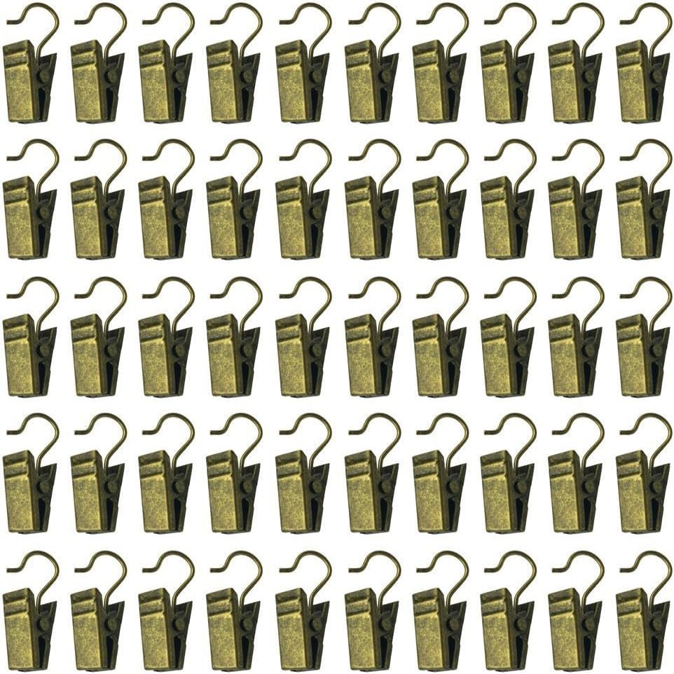 Hyamass 50Pcs Curtain Clips Hooks - Heavy-Duty Hanging Clips for Drapes