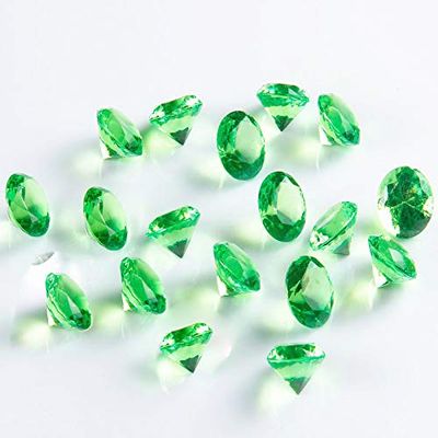 20mm Acrylic Color Faux Round Diamond Crystals Treasure Gems for Table Scatters, Vase Fillers, Event, Wedding, Arts & Crafts (100 pcs) (Green)