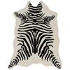 Linon Faux Hide Polyester Zebra Cowhide Area Rug in Ivory view 1