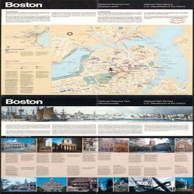 12" x 24" 1982 Map Of Massachusetts Boston National Historical Park