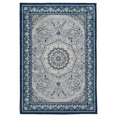 Linon Emerald Collection Cream/Blue 3.3x5