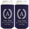Personalized Coolie Initial Wreath Wedding Gift 2-pack Personalized Can Coolie Drink Coolers Navy view 1