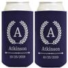 Personalized Coolie Initial Wreath Wedding Gift 2-pack Personalized Can Coolie Drink Coolers Navy view 4
