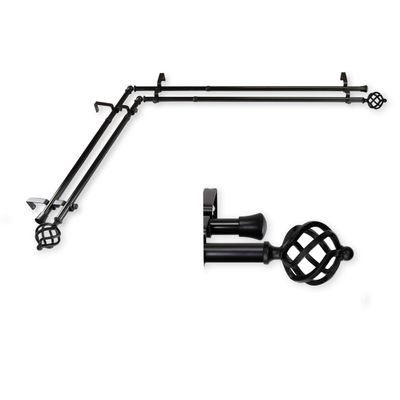 A&F Rod Dcor - Medusa Double Corner Window Curtain Rod 28-48 inch (Each Side) - Black