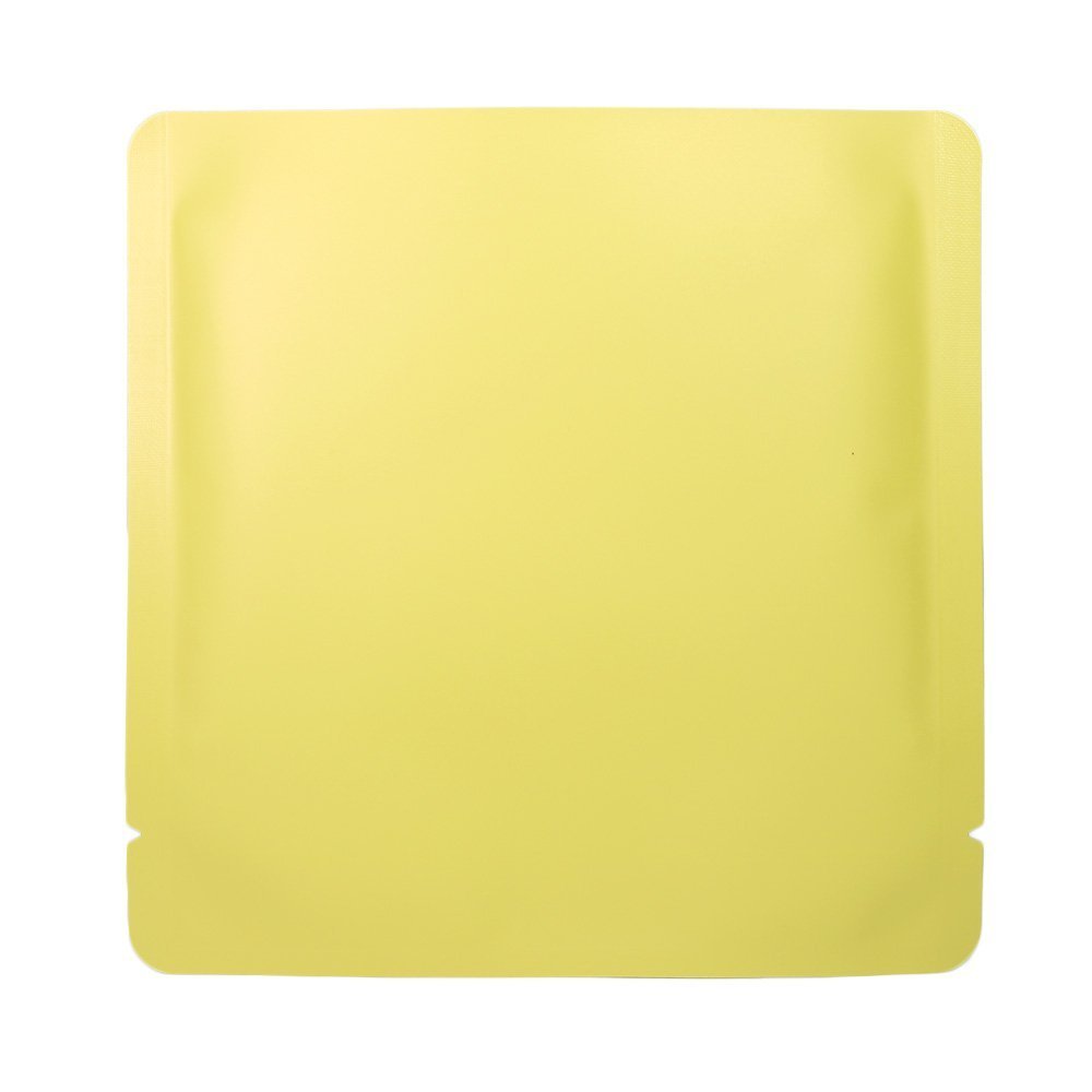 Pack of 100 Bottom Filled Aluminum Mylar Food Coffee Tea Square Packaging Bags (5.9" x 5.9", Matte Yellow)