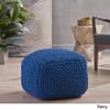 Christopher Knight Home Knox Knitted Cotton Pouf, Navy view 4