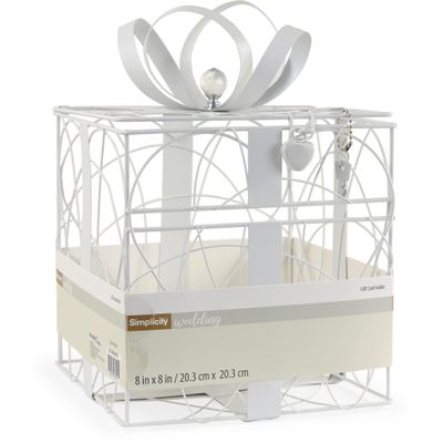 Simplicity White Metal Wedding Card Box, 8.5'' L x 9'' W x 11.2'' H