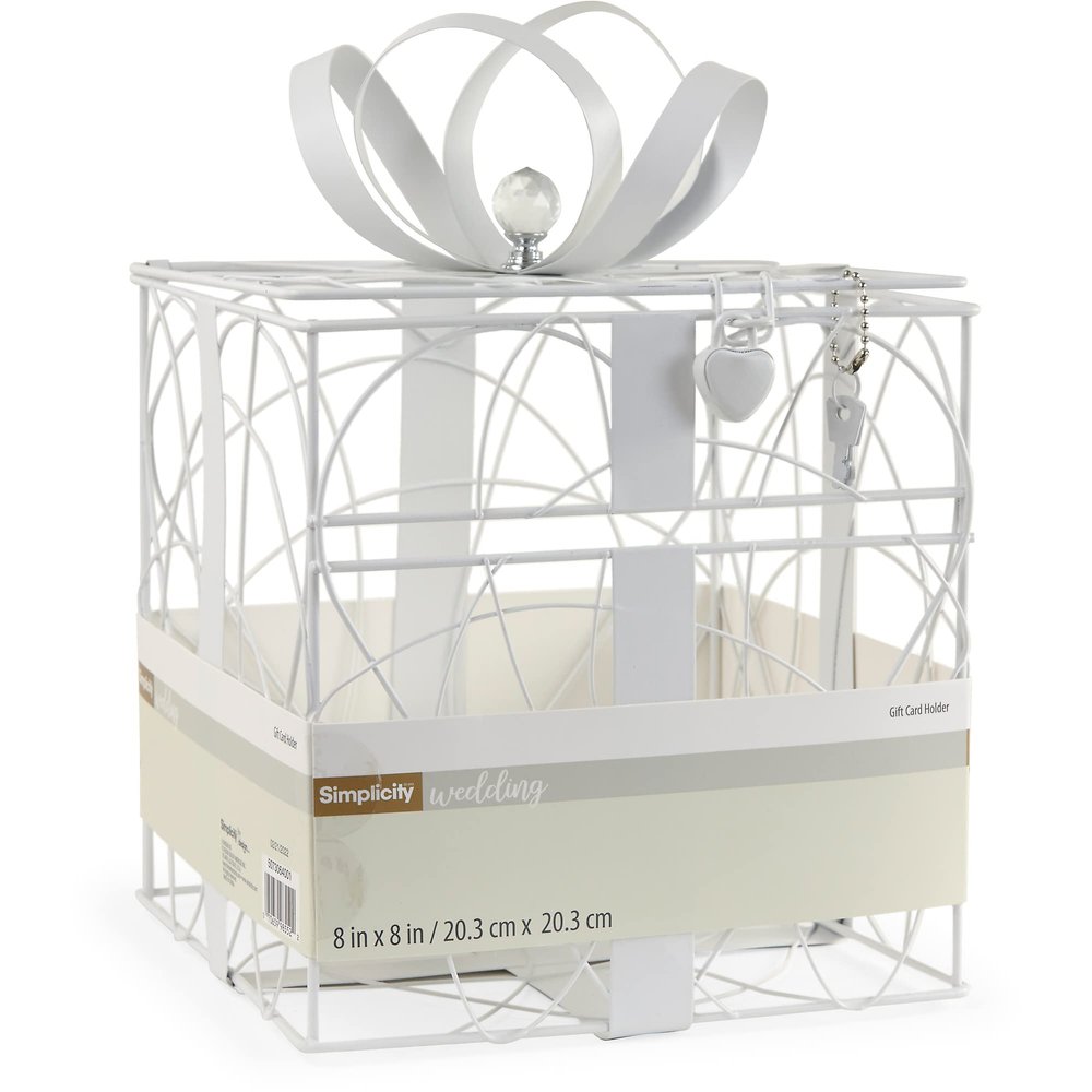 Simplicity White Metal Wedding Card Box, 8.5'' L x 9'' W x 11.2'' H