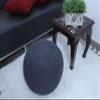 FRELISH DECOR Round Pouf Ottoman Hand Knitted 100% Cotton Pouf Foot Stool - Knitted Bean Bag - Floor Chair for Living Room Bedroom - Foot Rest for Couch (20 Diameter x 14 Height) - Dark Grey view 2