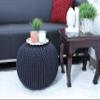 FRELISH DECOR Round Pouf Ottoman Hand Knitted 100% Cotton Pouf Foot Stool - Knitted Bean Bag - Floor Chair for Living Room Bedroom - Foot Rest for Couch (20 Diameter x 14 Height) - Dark Grey view 4