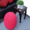 FRELISH DECOR Round Pouf Ottoman Hand Knitted 100% Cotton Pouf Foot Stool - Knitted Bean Bag - Floor Chair for Living Room - Bedroom Foot Rest for Couch (20 Diameter x 14 Height) - Dark Pink view 2