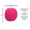 FRELISH DECOR Round Pouf Ottoman Hand Knitted 100% Cotton Pouf Foot Stool - Knitted Bean Bag - Floor Chair for Living Room - Bedroom Foot Rest for Couch (20 Diameter x 14 Height) - Dark Pink view 3