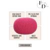 FRELISH DECOR Round Pouf Ottoman Hand Knitted 100% Cotton Pouf Foot Stool - Knitted Bean Bag - Floor Chair for Living Room - Bedroom Foot Rest for Couch (20 Diameter x 14 Height) - Dark Pink view 4