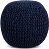 FRELISH DECOR Round Pouf Ottoman Hand Knitted 100% Cotton Pouf Foot Stool - Knitted Bean Bag - Floor Chair for Living Room Bedroom - Foot Rest for Couch (20 Diameter x 14 Height) - Navy view 1