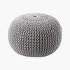 FRELISH DECOR Round Pouf Ottoman Hand Knitted 100% Cotton Pouf Foot Stool - Knitted Bean Bag -Floor Chair for Living Room Bedroom - Foot Rest for Couch (20 Diameter x 14 Height) - Light Grey view 1