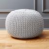 FRELISH DECOR Round Pouf Ottoman Hand Knitted 100% Cotton Pouf Foot Stool - Knitted Bean Bag -Floor Chair for Living Room Bedroom - Foot Rest for Couch (20 Diameter x 14 Height) - Light Grey view 2