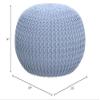 FRELISH DECOR Round Pouf Ottoman Hand Knitted 100% Cotton Pouf Foot Stool - Knitted Bean Bag -Floor Chair for Living Room Bedroom - Foot Rest for Couch (20 Diameter x 14 Height) - Light Grey view 3