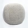 FRELISH DECOR Round Pouf Ottoman Hand Knitted 100% Cotton Pouf Foot Stool - Knitted Bean Bag - Floor Chair for Living Room Bedroom - Foot Rest for Couch (20 Diameter x 14 Height) - Natural view 1