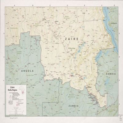 18" x 24" 1981 Map Of Zaire Shaba Region Congo