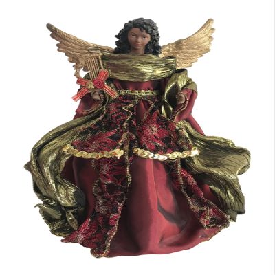 Santa's Workshop 3002 Aa Christmas Angel Tree Topper, 15" Tall, Red/Gold/Green