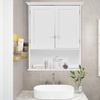 GentleShower Bathroom Wall Cabinet Wood Medicine Cabinet Multipurpose Home Kitchen Medicine Storage Organizer with 2-Doors and 1 Storage Shelf, White view 1