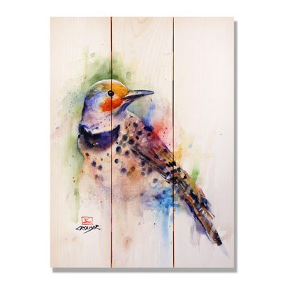 Wile E. Wood Crouser's Colorful Bird Wood Wall Art, 11x15, Tan