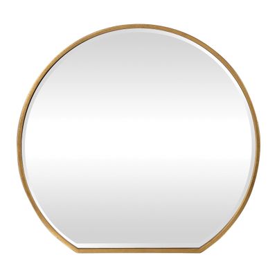 MY SWANKY HOME Luxe Gold Iron Round Arch Wall Mirror | 42" Sunrise Vanity Circle Thin Frame