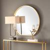 MY SWANKY HOME Luxe Gold Iron Round Arch Wall Mirror | 42" Sunrise Vanity Circle Thin Frame view 4
