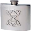 6oz Pewter Hip Flask With Double Celtic Triangle Embossed Design view 1