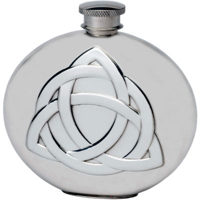 6oz Pewter Hip Flask Embossed Celtic Triangle Design Gift for Personalisation