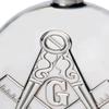 6oz Round pewter Hip Flask With Embossed Masonic Design view 2
