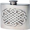 6oz Pewter Hip Flask With Embossed Celtic Knot Design Kidney Flask view 1