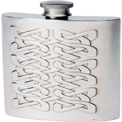 6oz Pewter Hip Flask with Embossed Celtic Viking Design