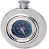6oz Round Pewter Hip Flask With Working Compass view 1