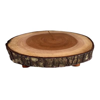 D-Art Collection Mahogany Wood Live Edge Tree Trunk Table Top in Natural