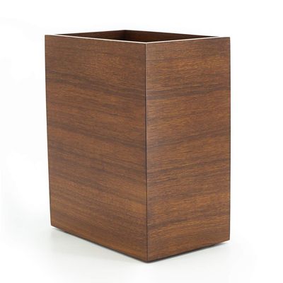 KAHL WOOD DECOR Teak Bath Wastebasket Luxury Satin Finish Home Bathroom Office Trash Can