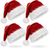 AOGU 4 Pack Plush Santa Hat Confortable Velvet Red Christmas Hat for Christmas Party Favors Fit for Adults and Kids view 1