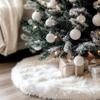 AOGU 48 Inch Faux Fur Christmas Tree Skirt White Plush Skirt for Merry Christmas Party Christmas Tree Decoration view 3